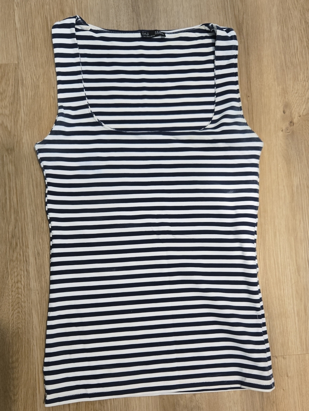 Zara Navy and White Striped Tank Top